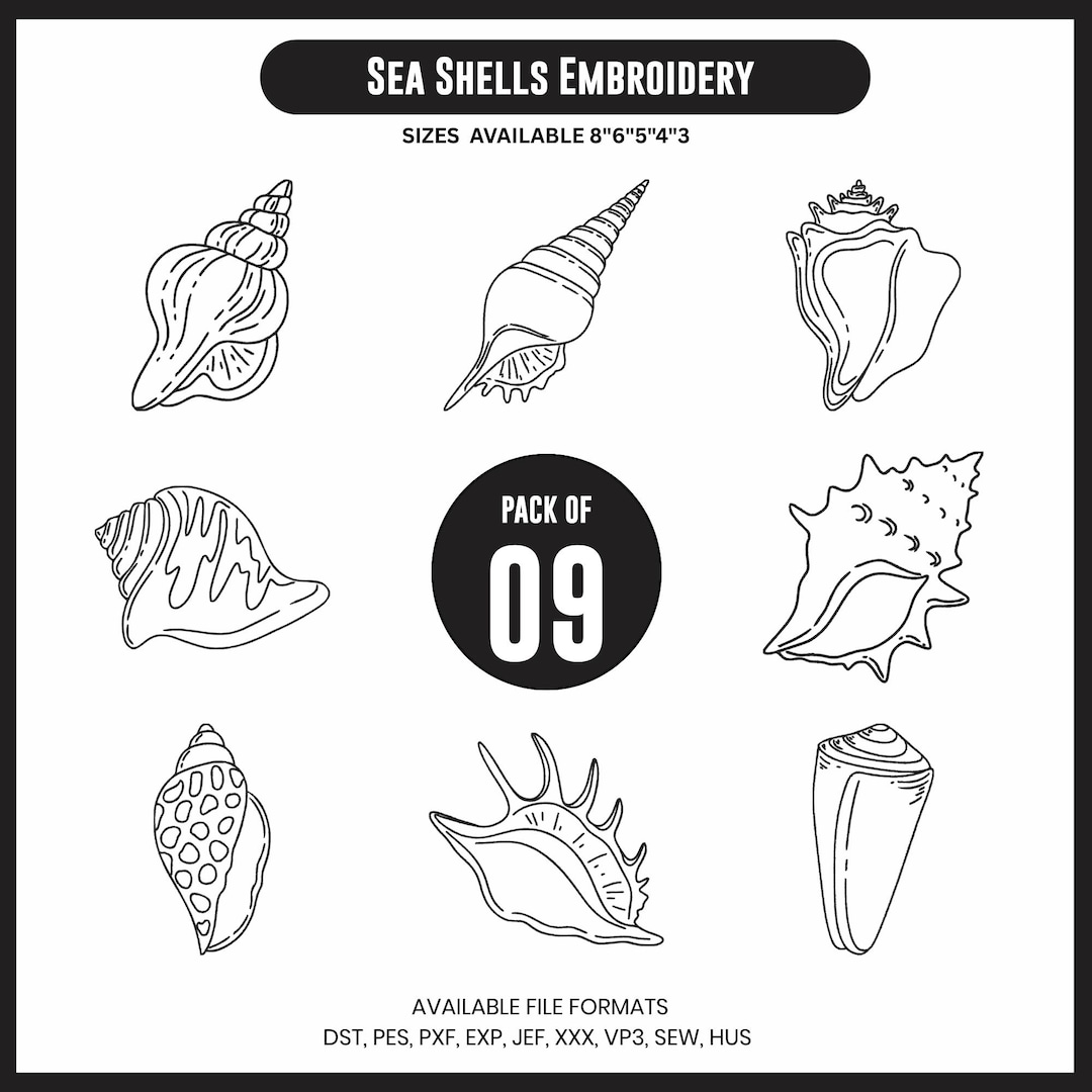 Sea Shells Embroidery Design Pack: Summer Embroidery Files (digital ...