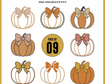 Diseño de bordado de calabaza con lazo: elegante patrón otoñal (PES DST)