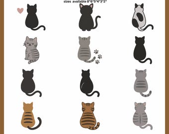 Mini Cats Machine Embroidery Design Set (6 Sizes)