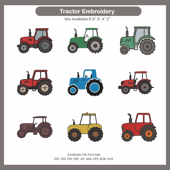 Farming Tractor Machine Embroidery Design: Antique Red Tractor, 5 Sizes (Instant Download)