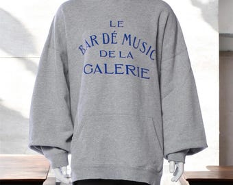 Suéter con capucha gris clásico vintage de gran tamaño del Departamento de Galería