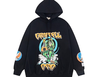 DEPARTAMENTO DE GALERÍA “GRATEFUL” Sudadera con capucha negra para hombre destacada
