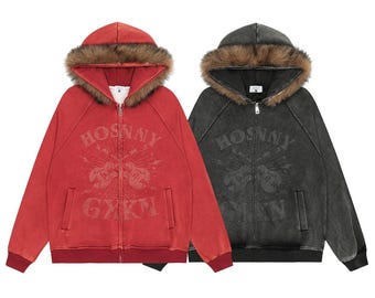 Sudadera con capucha negra y roja para hombre de HOSNY GXKN