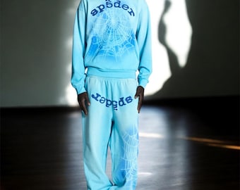 Sky Blue Spider Tracksuit – Hoodie & Sweatpants Set