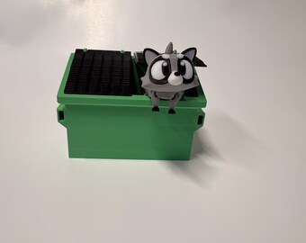 Ensemble poubelle panda • Figurine de raton laveur imprimée en 3D • Décoration de bureau mignonne • Pack poubelle + autocollants • Cadeau amusant pour les amateurs de raton laveur