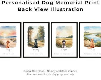 Personalised Dog Memorial Print – Back View Illustration