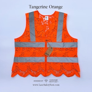 Lace Safety Vest – Tangerine Orange - Reflective High Visibility ANSI Class 2 – Without Pockets – Stylish Workwear for Women & Men