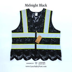Lace Safety Vest – Midnight Black - Reflective High Visibility ANSI Class 2 – Without Pockets – Stylish Workwear for Women & Men