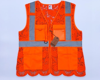 Orange Lace Safety Vest With Pockets, Designed by Floyd Ruby - Etsy