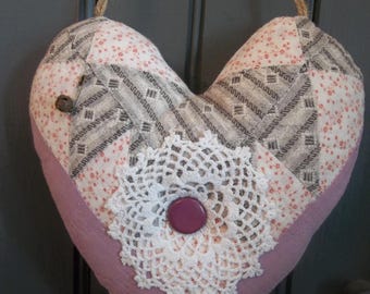 Sweet Primitive Handmade Heart Door Greeter/Peg Hanger - Farmhouse/Year Round Decoration