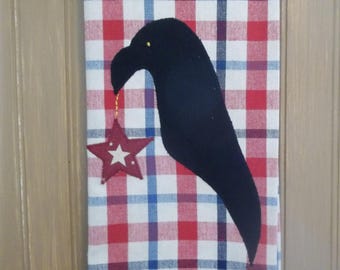 Primitive Americana Handmade Towel with Crow