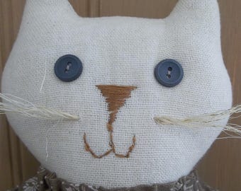 Sweet Primitive Handmade Cat - Farmhouse/Country Decoration
