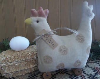 Primitive Handmade and Hand Painted "Sylvie" Chicken - Farmhouse/Country Decoration