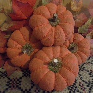 Gathering of Primitive Handmade Pumpkins - Harvest/Thanksgiving