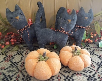 Gathering of Black Cat and Pumpkin Bowl Fillers/Ornaments - Fall/Halloween