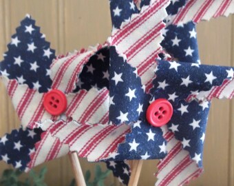 Trio of Primitive Handmade Americana Pinwheels in Vintage Milk Glass Spice Shaker