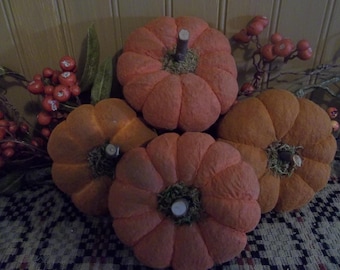 Gathering of Primitive Handmade Pumpkins - Harvest/Thanksgiving