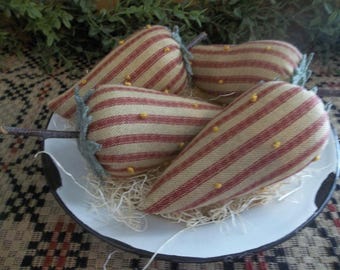 Gathering of Large Plump Primitive Handmade Strawberries on Enamelware Plate - Spring/Summer/Farmhouse Decoration
