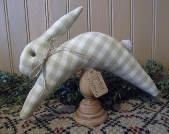 Sweet Primitive Handmade "Leaping" Bunny Make-Do - Easter/Spring/Farmhouse Decoration