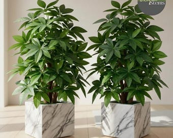 Árbol del dinero artificial grande, planta artificial verde alta, árbol artificial con follaje realista para la decoración del jardín.