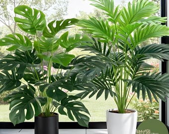 Artificial Monstera and Palm Leaf Set | Eco-Friendly Tropical Decor