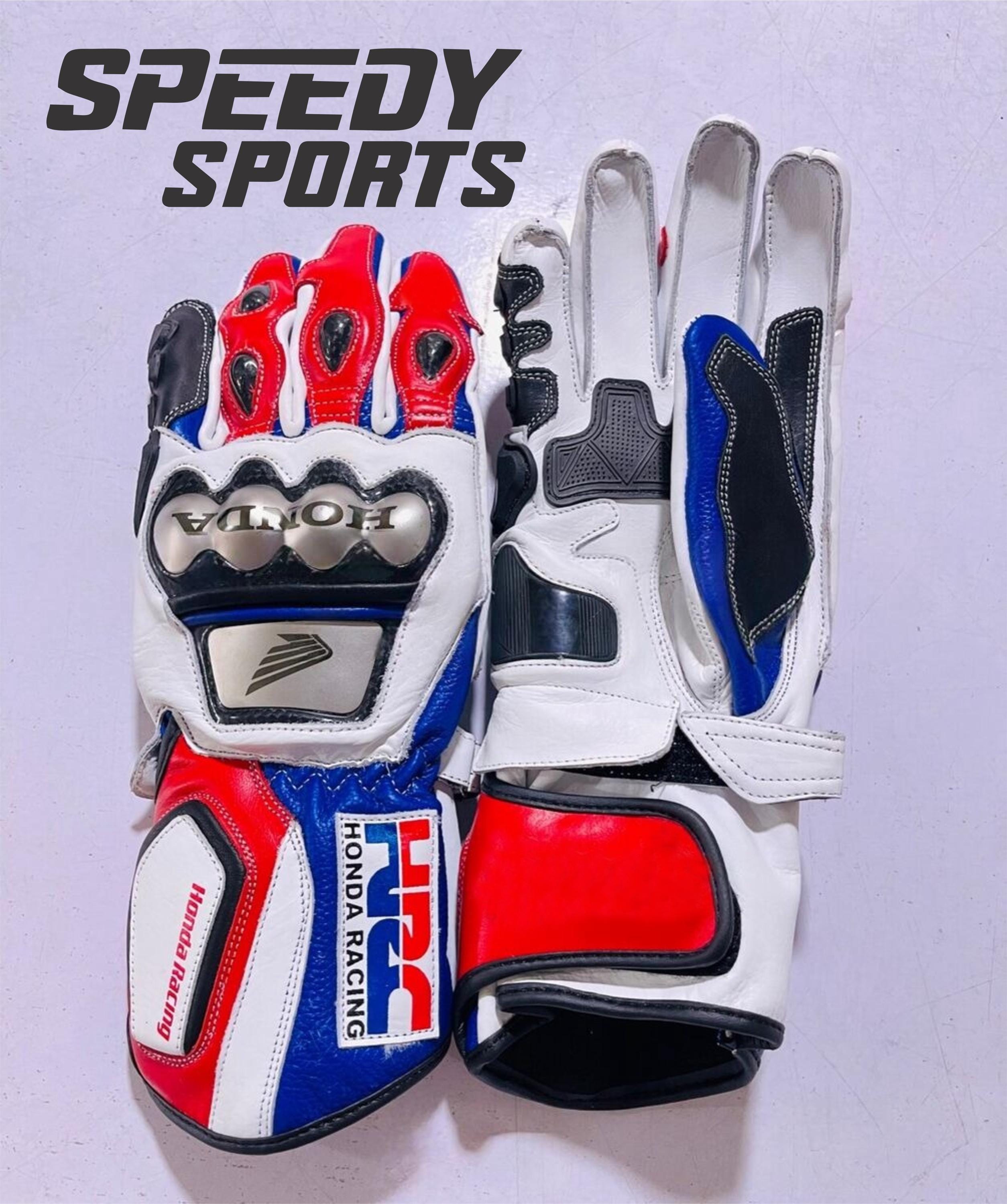 よしぼ　ホンダHRCレーシング レザーグローブ Honda HRC MotoGPレザーバイクグローブ：牛革レーシンググローブ