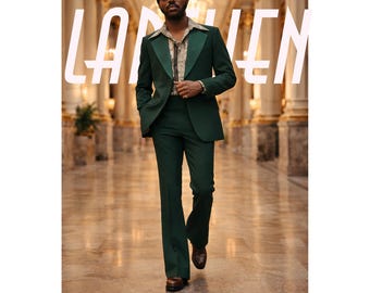 Costume homme vert émeraude, style rétro, sur mesure.