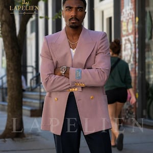Blazer da uomo color rosa antico | Giacca doppiopetto | Giacca moderna e sartoriale di grande impatto | Blazer formale | Abito da cerimonia - Regalo per lui