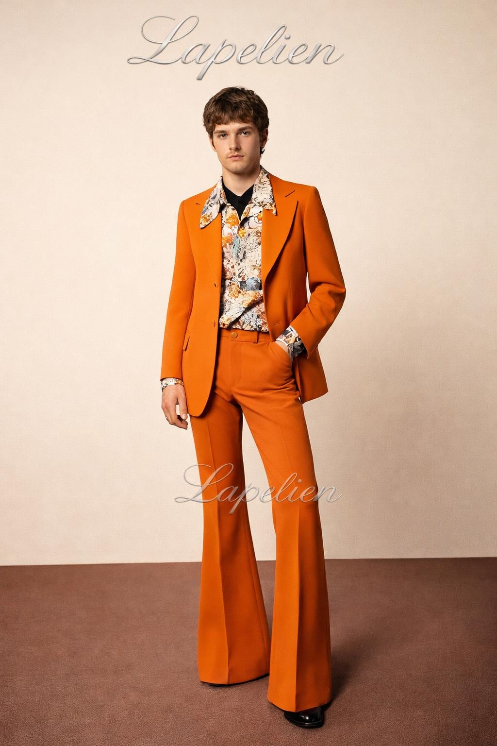 Men's 1970s Burnt Orange Suit | Flared Trousers & Classic Blazer