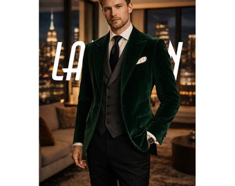 Blazer en velours vert émeraude pour homme.
