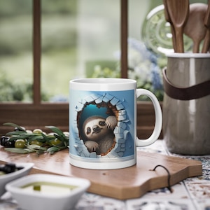 Entzückende Faultier Becher, 11 Unzen Kaffeetasse, süßes Tier Geschenk, lustiges Wohndekor, Faultier Liebhaber Geschenk