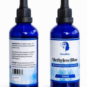 3% Methylene Blue Solution 100ml, USP Grade, Ultra High Purity, includes Dropper