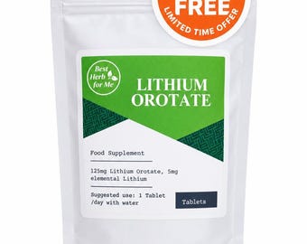 Lithiumorotaat 5 mg tabletten, Lithiumorotaat 125 mg, elementair lithium 5 mg, veganistisch supplement, niet-GMO