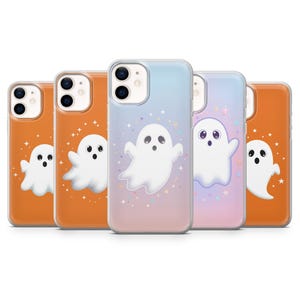 Cute Ghost Phone Case Halloween Cover for iPhone 17, 16Pro, 15, 14, 13, 12, Samsung S25, S24, S23,  S22, A16, A56, A55, Pixel 10Pro, 9Pro