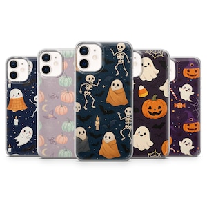 Skeleton Phone Case Ghost Pumpkin Cover for iPhone 17, 16Pro, 15, 14, 13, 12, Samsung S25, S24, S23,  S22, A16, A56, A55, Pixel 10Pro, 9Pro