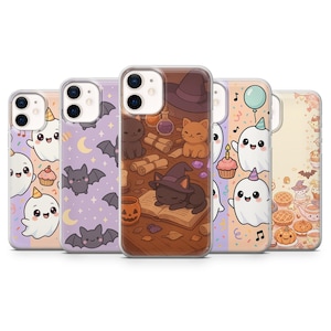 Cute Ghost Phone Case Halloween Cover for iPhone 17, 16Pro, 15, 14, 13, 12, Samsung S25, S24, S23,  S22, A16, A56, A55, Pixel 10Pro, 9Pro