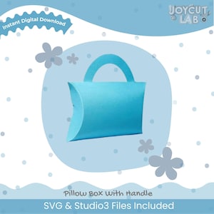 Pillow Box with Handle SVG  and Studio3 File | Versatile, Resizable, DIY for a Friend Gift or Any party Theme | Silhouette and Cricut File