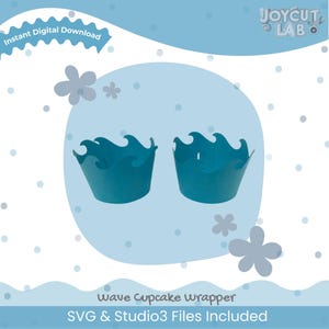 Wave Cupcake Wrapper Silhouette Digital File SVG, STUDIO3 and PDF Instant Download