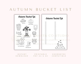 Autumn Bucket List Printable A4 & A5 | Fall Activities Checklist | Instant Download