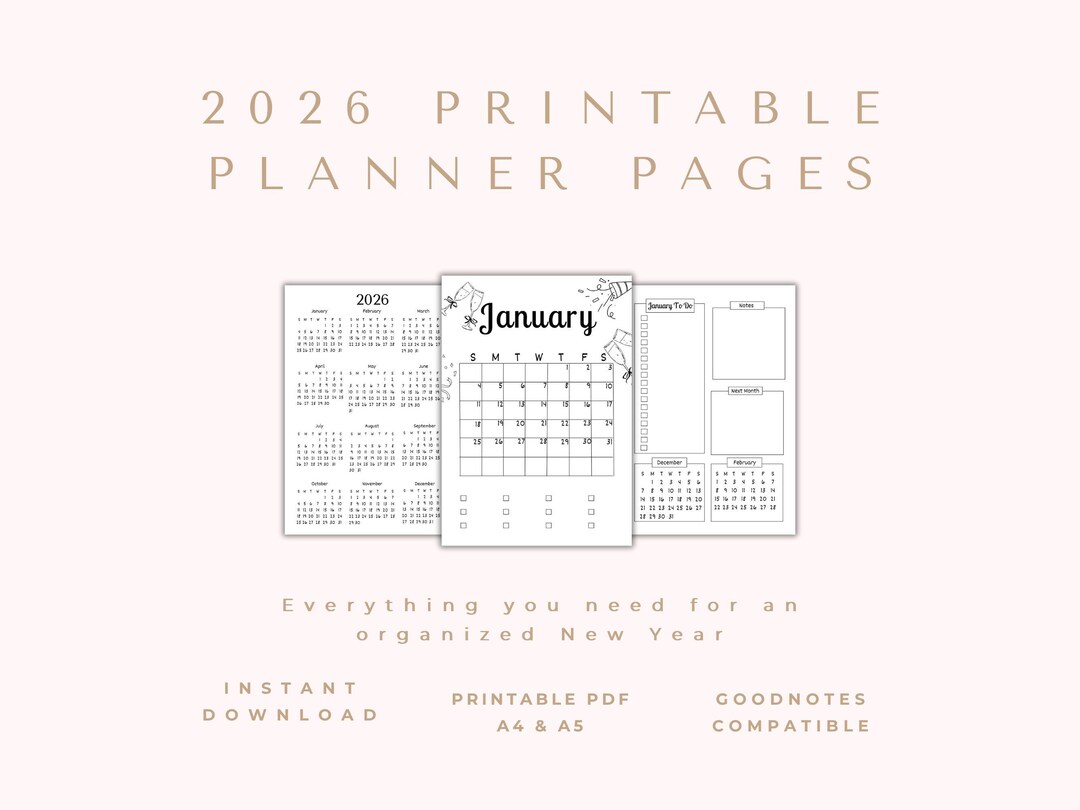 2026 Bullet Journal Printable | A4 A5 Planner Pages (digital Download ...