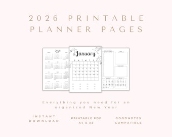 2026 Bullet Journal Printable | A4 A5 Planner Pages (Digital Download)