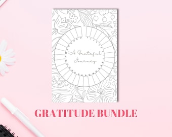 Utskrivbart paket med tacksamhetsdagbok: Mindfulness och vanespårare för egenvård (PDF-nedladdning)