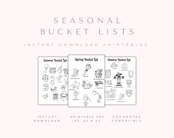 Seasonal Bucket List Bundle | Color-In & List Styles (Digital Download)