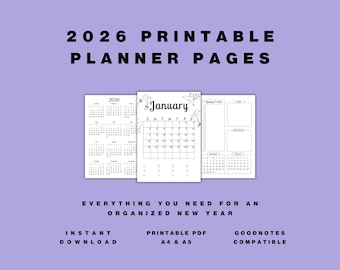 2026 Bullet Journal Printable | Planner Pages A4 A5 (Digital Download)