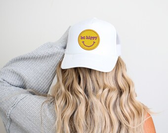 Be Hippy Smiley Face Patch Embroidery Design