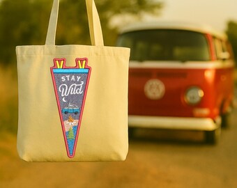 Happy Camper Pennant Patch Embroidery Design