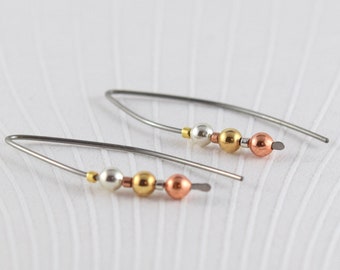 Niobium earrings - Everyday wear simple - hypoallergenic earrings - Sensitive ears - Niobium threader - Nickel free earrings