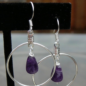 Amethyst earrings - Dark Amethyst - casual everyday wear - Silver earrings - February birthstone earrings - Free shipping to Canada