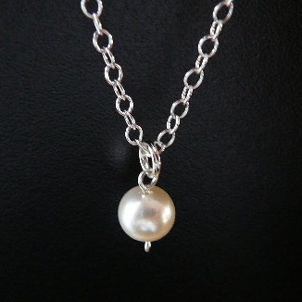 Collier de perle Swarovski - Chaîne et pendentif de style minimaliste - Perle Swarovski et Argent Sterling - Livraison gratuite au Canada