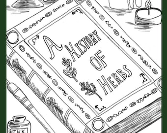 Gothic Herbology Inspired Fantasy Book: Adult Coloring (Digital Download)